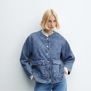 Mango Padded Denim Jacket Size L